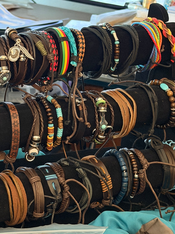 Handcrafted Leather & Beaded Bracelet