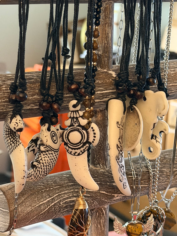 Handcrafted Tribal Bone Pendant Necklace